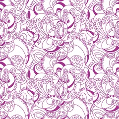 Fototapeta na wymiar Seamless abstract floral pattern. Pink and purple colors. White background. Designed for textile fabrics, wrapping paper, background, wallpaper cover.