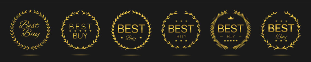 Fototapeta premium Best buy Golden laurel wreath label set