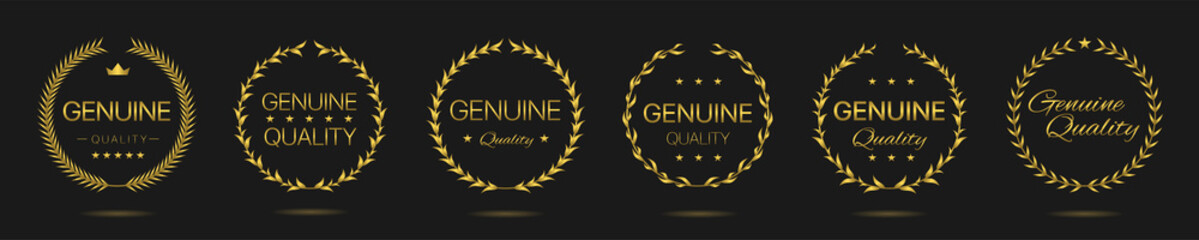 Genuine quality Golden laurel wreath label set