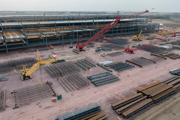 Aerial View of an Amazon Warehouse under Construction
