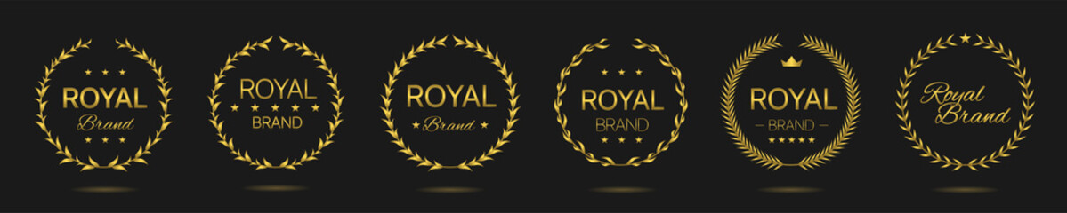 Royal brand Golden laurel wreath label set