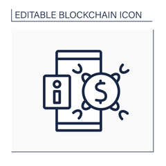Transaction history line icon. Cryptocurrency exchange and transfer commit. Virtual wallet, banking. Digital money, finance system. Digital asset. Isolated vector illustration. Editable stroke