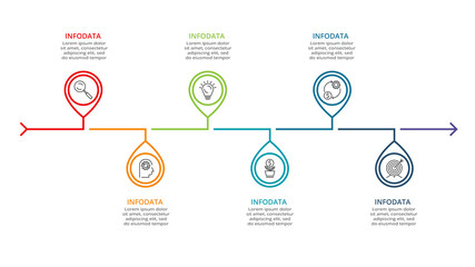 Timeline with 7 elements, infographic template for web, business, presentations, vector illustration