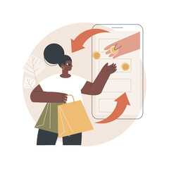 Cashback service abstract concept vector illustration. Online cashback extension, score your extra cash rebate, cash-back service rates, reduce cost shopping online at check out abstract metaphor.