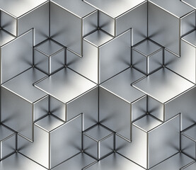 seamless abstract pattern with brushed 3d metal cubes 