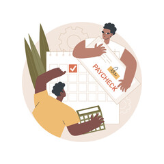 Paycheck abstract concept vector illustration. Paycheck cash, payroll check, revenue payment, paper document, electronic direct deposit, employee bank account, salary statement abstract metaphor.