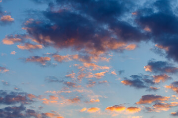 Clouds of a sunset in the evening