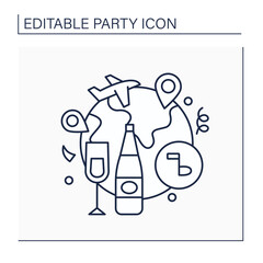 Farewell party line icon. Party before leaving country. Special events for saying goodbye. Celebrating concept. Isolated vector illustration. Editable stroke
