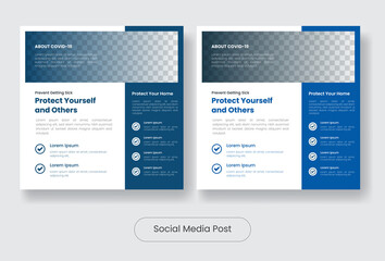 Prevent covid19 social media post information banner template set