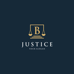 Initial letter b law logotype with square and simple modern design