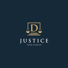 Initial letter d law logotype with square and simple modern design