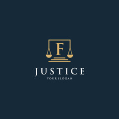 Initial letter f law logotype with square and simple modern design
