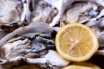 Raw oysters with lemon