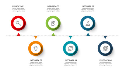 Timeline with 6 elements, infographic template for web, business, presentations, vector illustration