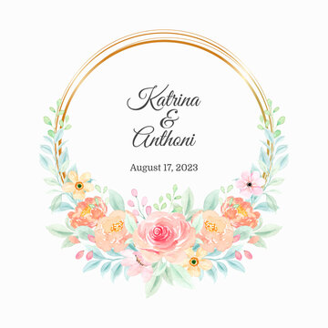 Save the date. watercolor floral wreath