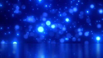 清涼感のあるコバルトブルーの海のような空のような幻想的なキラキラしたパーティクルの背景素材　ネイビー　コバルトブルー　青