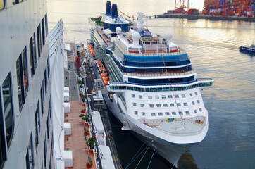Celebrity cruiseship cruise ship liner in port Solstice in Vancouver, Canada after returning from...