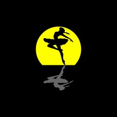 girl dancing under the moon in the dark