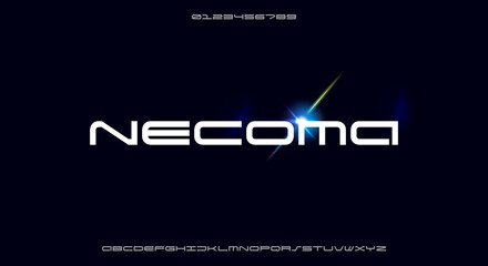 Necoma, an extra wide modern minimalist futuristic font with a scifi theme © MoonBandit
