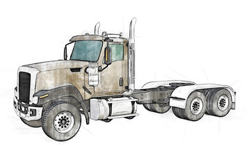 Sketch Illustration of a Truck. - 443853184