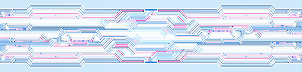 Abstract Technology Background, blue and pink circuit board pattern, microchip, power line