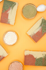 Photos natural handmade soap with the addition of three clays