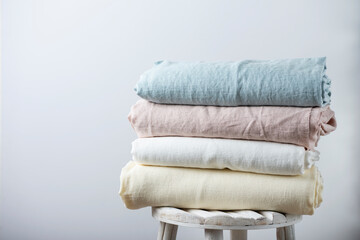 Natural linen fabrics in pastel colors