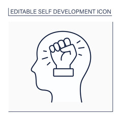 Self-improvement line icon. Upgrade and approve skills and knowledge.Self-development concept. Isolated vector illustration. Editable stroke