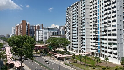 Fototapeta na wymiar Public residential building in the city, high rise and skyscraper 
