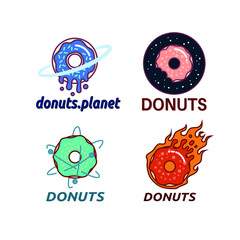 modern and colorful donut design logo. space theme donut logo design