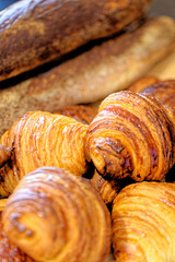 Selection of French pastries and a baguette