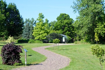 The winding pathway in the countryside park.