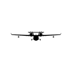 The silhouette of the aircraft is black on a white background.