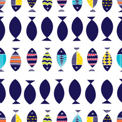 Cute fish. Kids background. Seamless pattern. Can be used in textile industry, paper, background, scrapbooking.