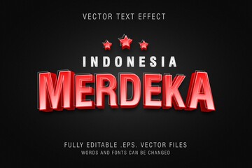 Indonesia Merdeka text effect editable vector, Merdeka means Independent