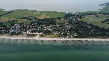 Aerial view of municipality Ahrenshoop in the Vorpommern-Rügen district, in...