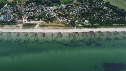 Aerial view of municipality Ahrenshoop in the Vorpommern-R&uuml;gen district, in Mecklenburg-Vorpommern, Germany on the Fischland-Dar&szlig;-Zingst peninsula of the Baltic Sea