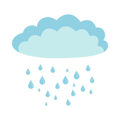 Cloud with drops in a cartoon style. Vector element for children's programs, blogs, books or posters