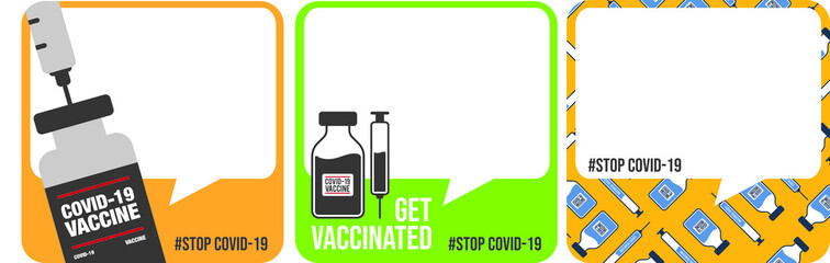 stop covid-19 vaccine sticker banner