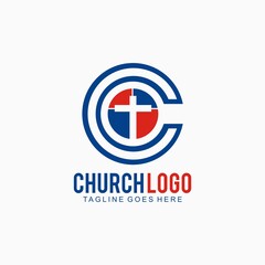 Cross logo for church design template or icon cross for christian community 