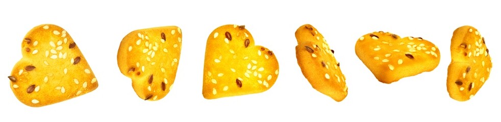 Oatmeal, sesame biscuits, flaxseed biscuits, clipping path.