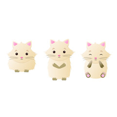 A set of cute fluffy cats. Children's illustration of animals.