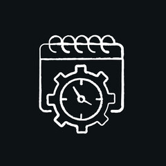 Deadline chalk icon. Vector black illustration.