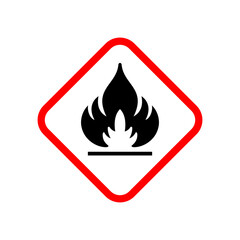 Flammable material warning glyph symbol isolated on white