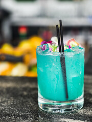 Fancy Blue Tropical Cocktail Drink