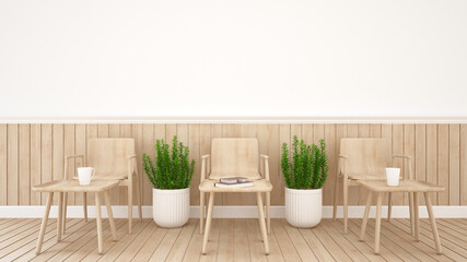 Waiting area design for spa bussiness. Living area for office design or coffee shop design - 3D Illustration
