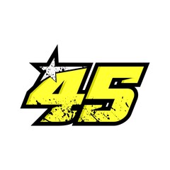 Simple Star Racing Number 45