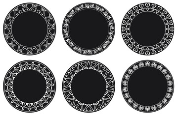 Rounded frame set in the style of Art Nouveau. Vector illustration..