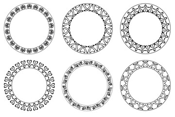 Rounded frame set in the style of Art Nouveau. Vector illustration..