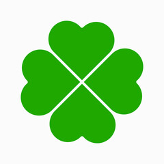 Clover with four leaves green vector icon isolated on white background.